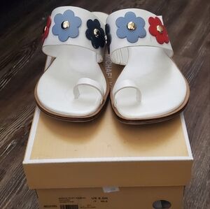 Michael Kors White Sandals with Floral Accents